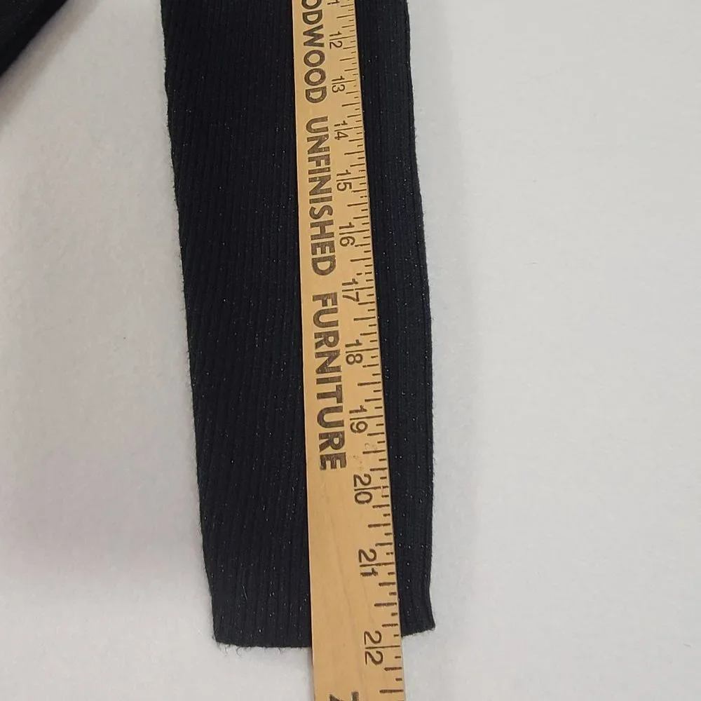 LIZ CLAIBORNE Turtleneck Black Sparkle Stretch Womens Medium Metallic Thread - Picture 9 of 9